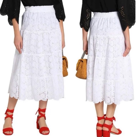 Tory Burch Dresses & Skirts - Tory Burch Broderie Anglaise Smocked Coverup Peasant Skirt in White S